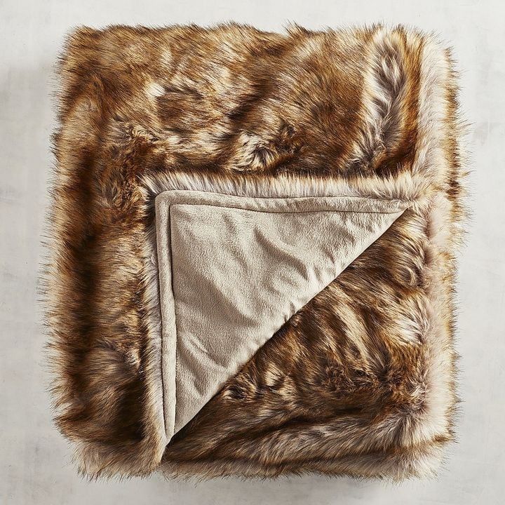 Pier 1 Imports Faux Fur Wolf Throw
