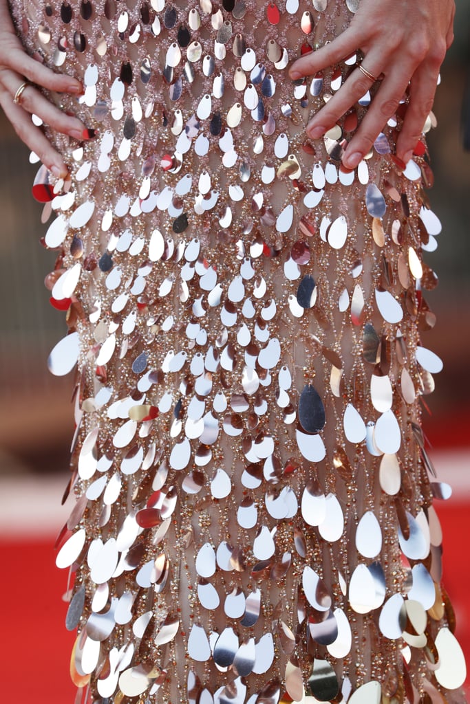 Maya Hawke Wore a Gold Versace Gown to Venice Film Festival