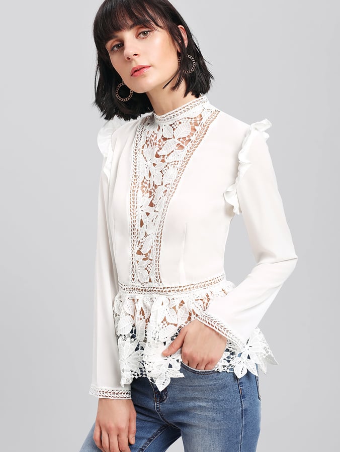 Shein Frilled Shoulder Peplum Top