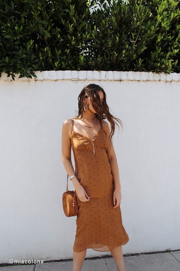 Button front top slip dress