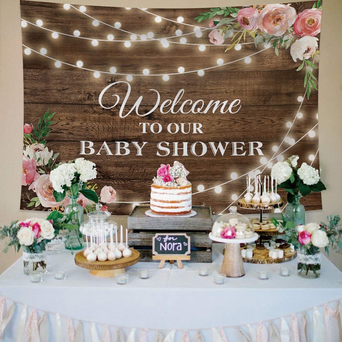 Yeele Rustic Baby Shower Photography Backdrop 7x5ft Vintage Brown Wood with Milk Bottles Background Kindergarten Activity Wild Baby Shower Party Table Decor Photo Booth Digital Wallpaper 