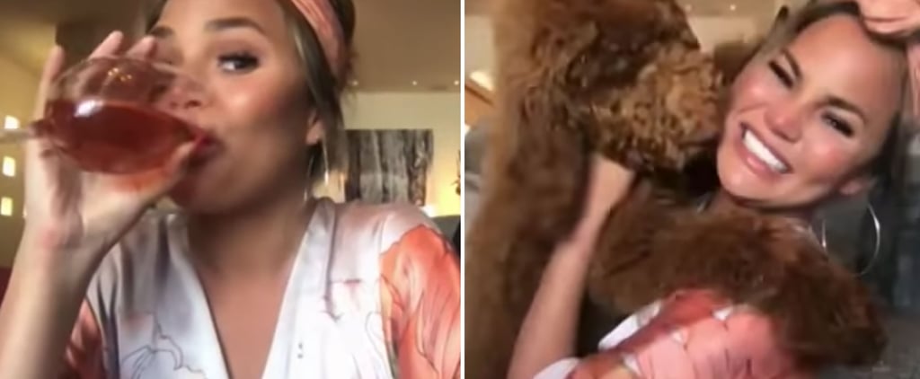 A Robe-Wearing, Wine-Sipping Chrissy Teigen Is Guaranteed to Make You Smile During This Ellen Interview