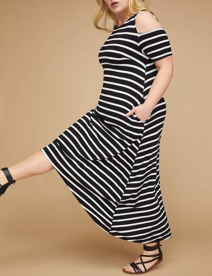 Lane Bryant Cold-Shoulder Caged Back Maxi Dress