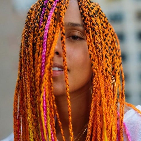 Alicia Keys Gets Neon Orange Braids