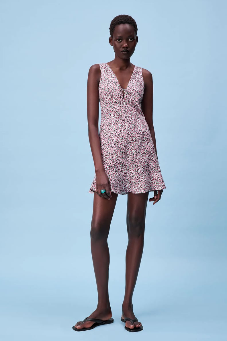 Zara Linen Blend Print Dress