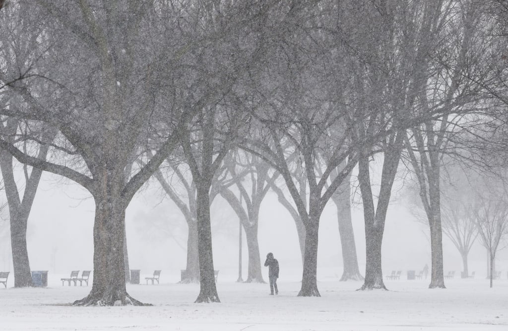 Snow piled up in Washington DC along the National Mall.