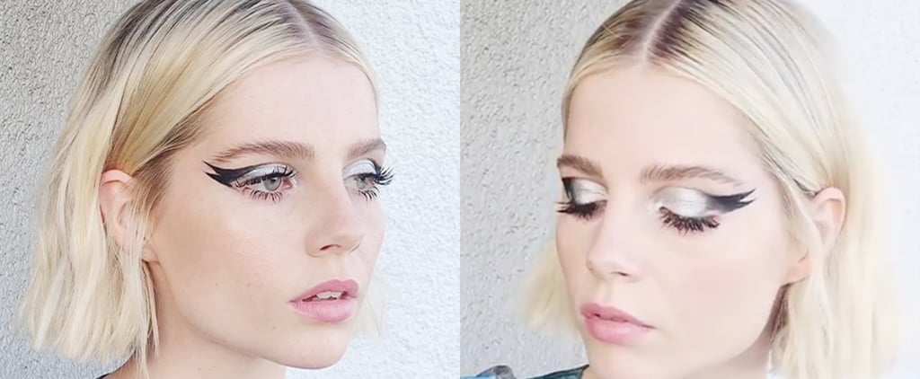 Lucy Boynton Tries "Galactic Kitty" Winged Eyeliner