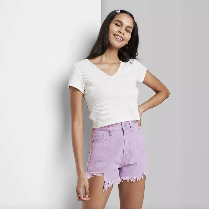 Wild Fable High-Rise Frayed Hem Jean Shorts