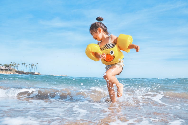 Do not teach your child to swim with floaties, rafts, or other inflatables.