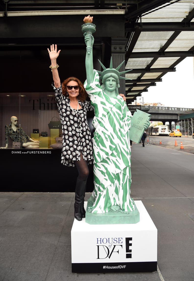 Diane von Furstenberg and Lady Liberty in a DVF Wrap Dress