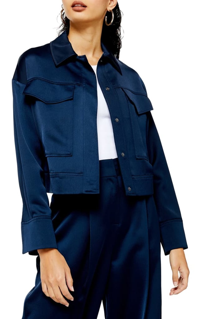 Topshop Cropped Satin Utility Jacket