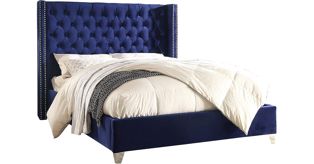 Meridian Furniture Aiden Collection Modern Navy Velvet Upholstered