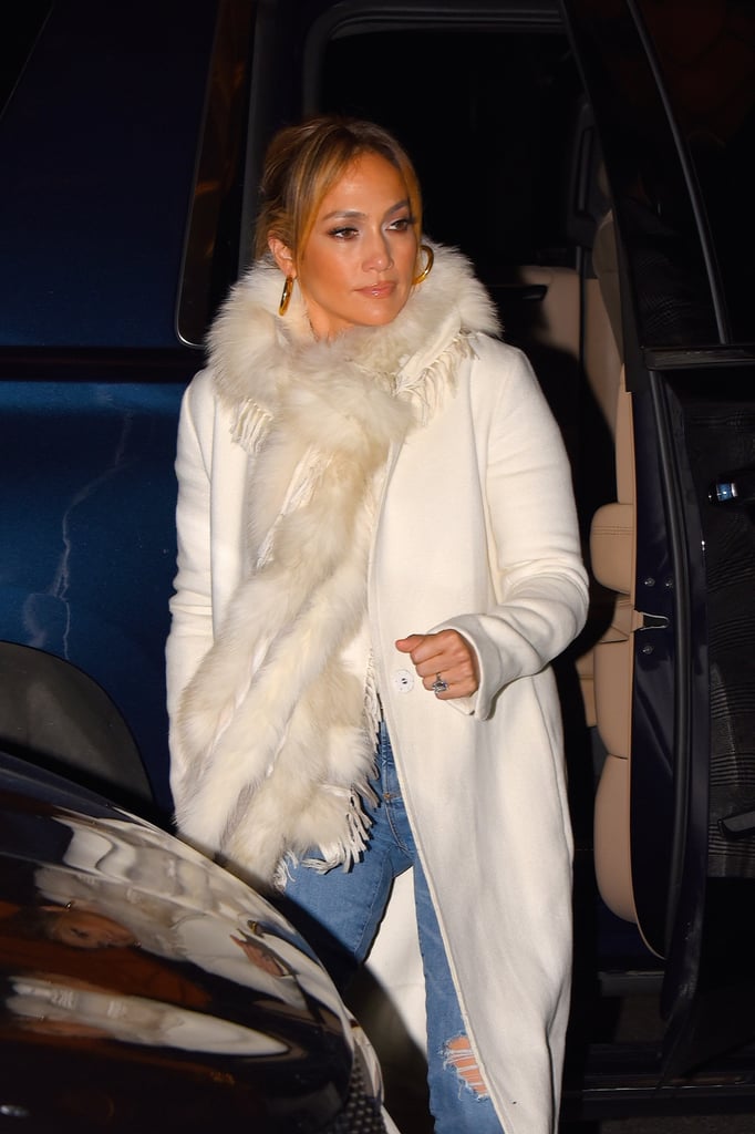 Jennifer Lopez's White Coat and Sneakers With Alex Rodriguez