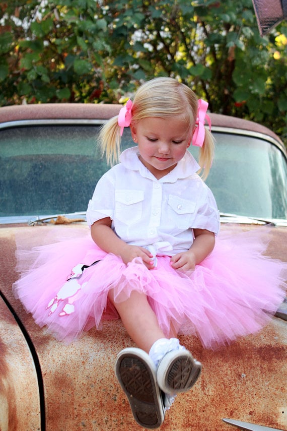 poodle skirt and button-up top
