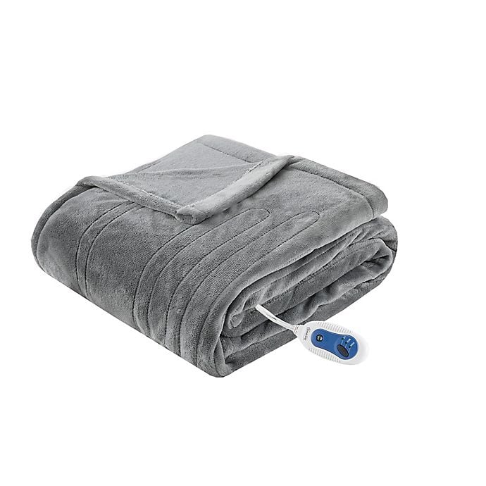 Beautyrest Heated Plush Oversized Solid Throw