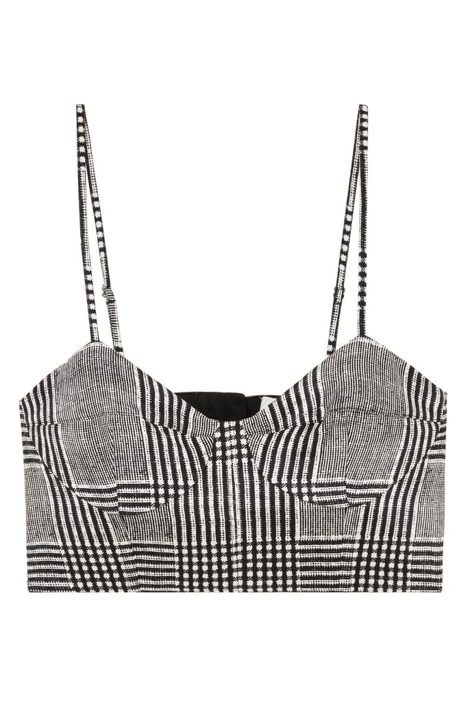Fleur du Mal Prince of Wales Checked Silk-Blend Bustier Top