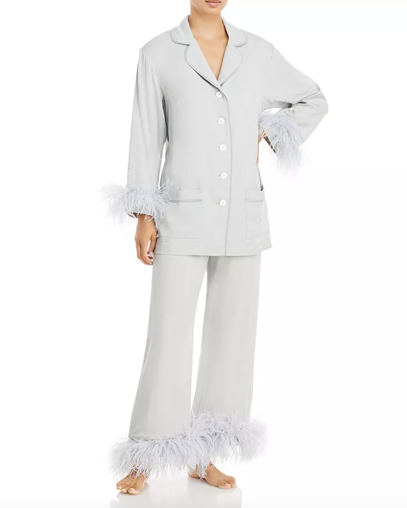 Party Pajamas: Sleeper Party Feather Trim Pajama Set