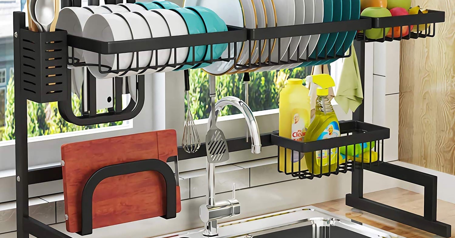 wercome Over The Sink Dish Drying Rack 3 Tier Large Dish Rack Metal Over  The Counter Dish Drying Rack for Kitchen Sink Shlef Ad - AliExpress