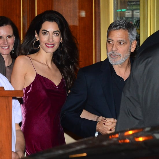 Amal Clooney Red Slip Dress at Jennifer Aniston's Party 2019
