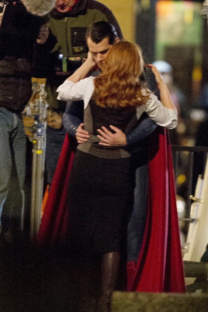 She gave him a sweet peck.