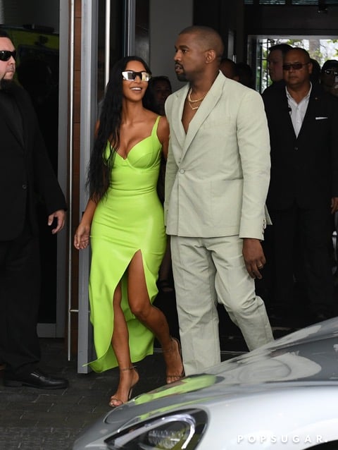 Kim Kardashian Green Dress at 2 Chainz's Wedding | POPSUGAR Fashion
