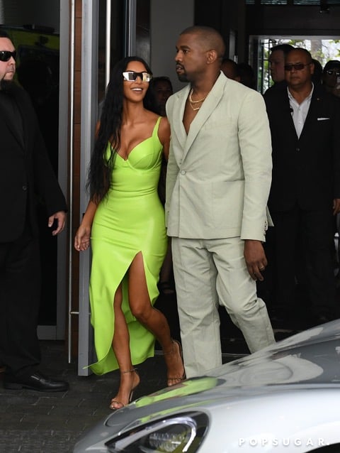 Kim Kardashian Green Dress at 2 Chainz ...