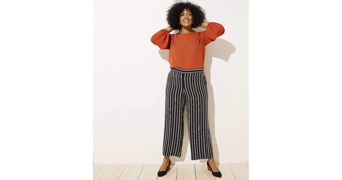 LOFT Plus Striped Fluid Wide Leg Pants