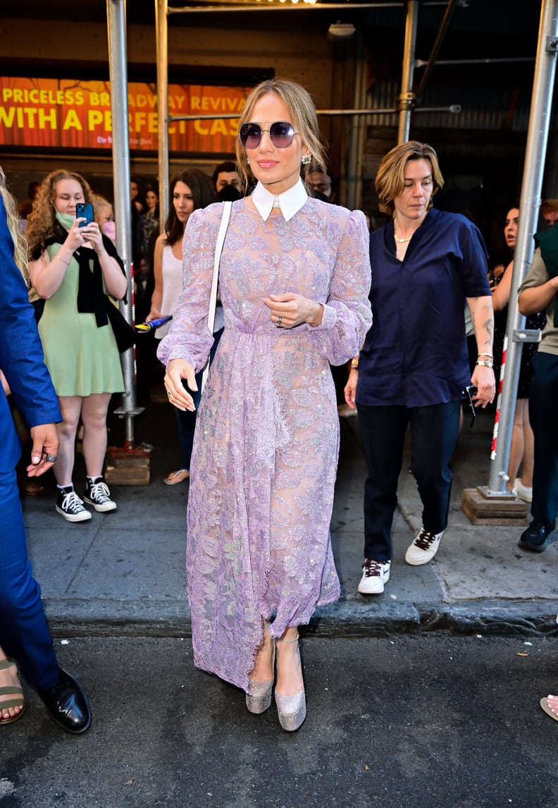 Jennifer Lopez Wears Sheer Lilac Lace Dress | POPSUGAR Fashion
