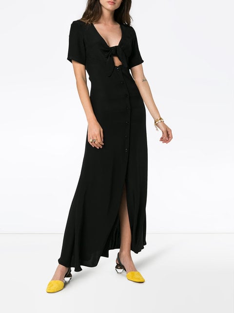 Staud Black Maya Tie Front Maxi Dress