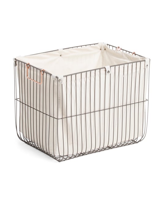 Large Metal Weave Lined Storage Basket