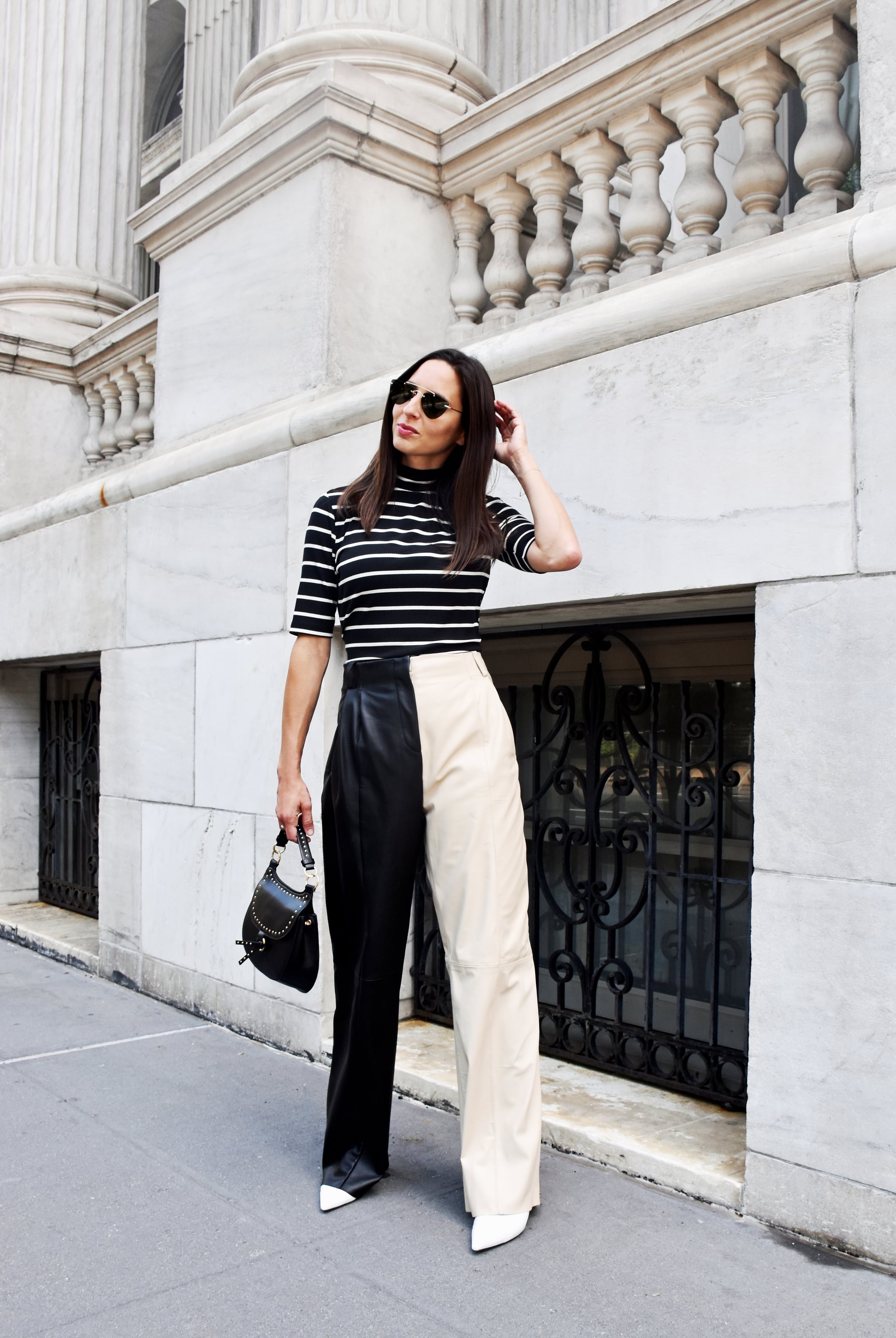 Easy Outfit Ideas Leather Pants a Striped Top and Boots  Easy Outfits  The Simple Way to Style Leather Pants For Fall  POPSUGAR Fashion Photo 4