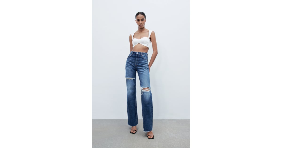 Cool Jeans Zara Wide Leg Full Length Ripped Jeans Best Zara Jeans