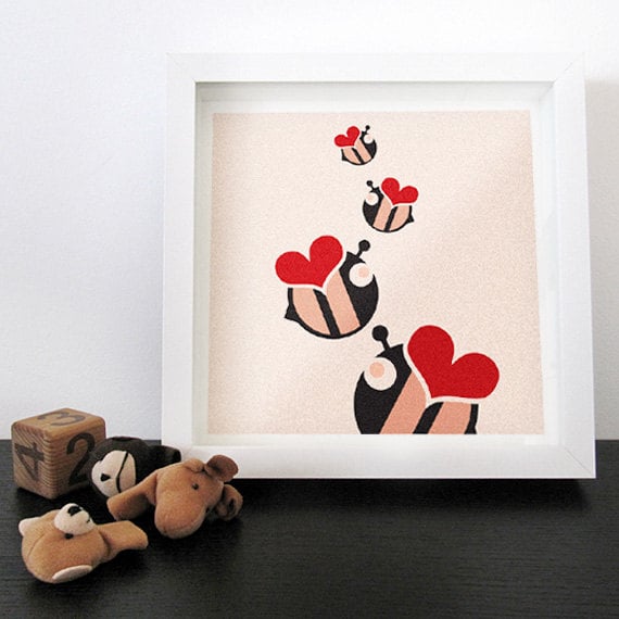 For a playful touch, try this fun love bees print ($20).