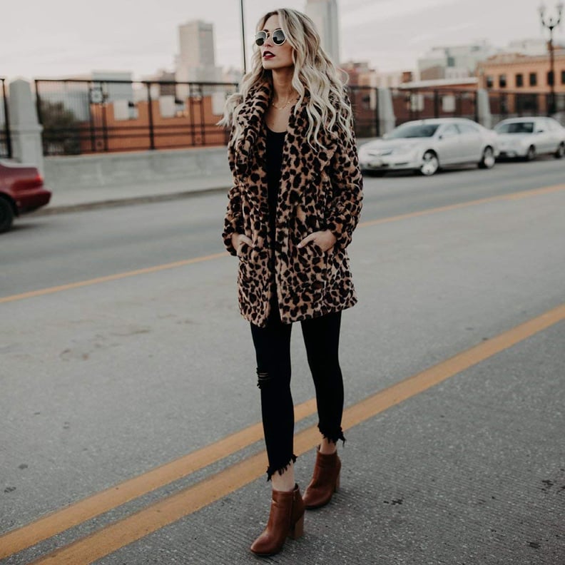 Xianiwta Faux Fur Leopard Coat