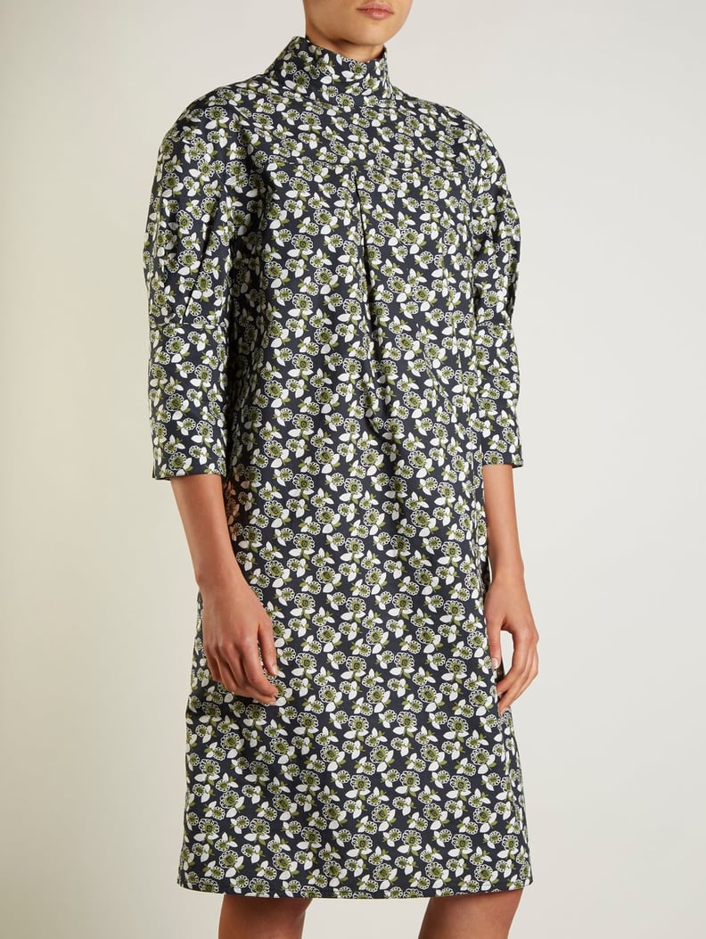 Marni High Neck Floral-Print Midi Dress