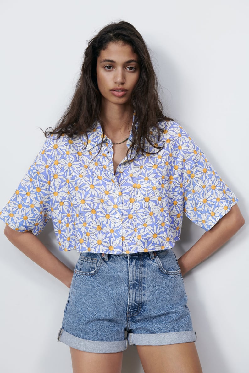 Zara Printed Linen Blend Shirt