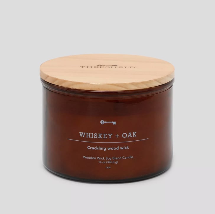 Get Lit Threshold Whiskey & Oak Crackling Candle Best New Fall Decor
