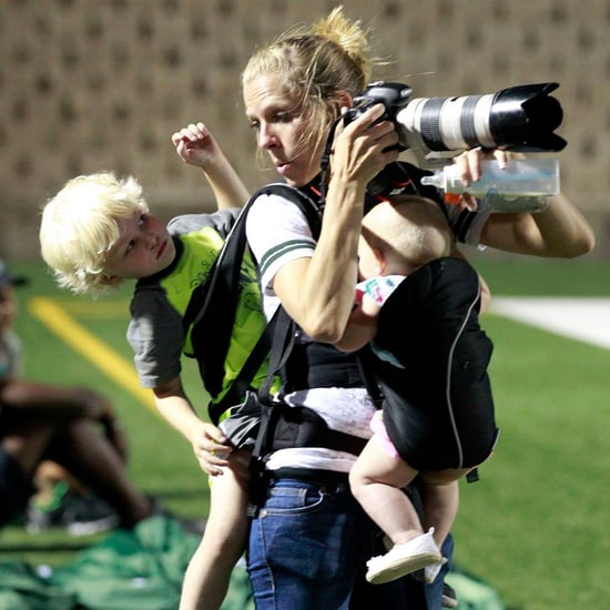 Mom Straps 2 Kids to Her Body So She Can Work Football Game