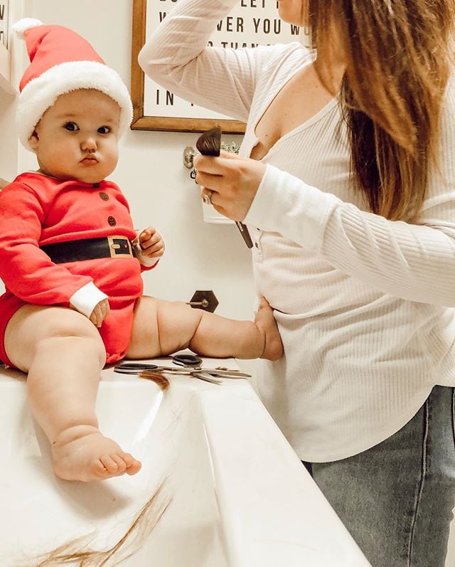 Baby Dressed as Elf on the Shelf 2018 POPSUGAR Family Photo 10