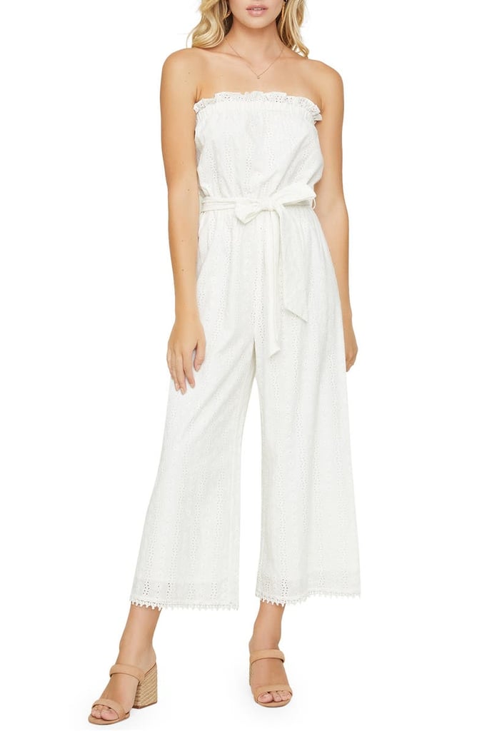 Lost + Wander Middle of Nowhere Strapless Cotton Eyelet Jumpsuit