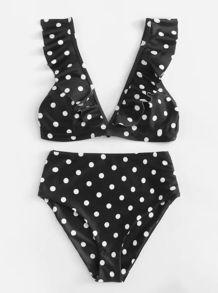 Shein Polka Dot Ruffle Bikini Set | Hailey Baldwin in a Polka-Dot ...