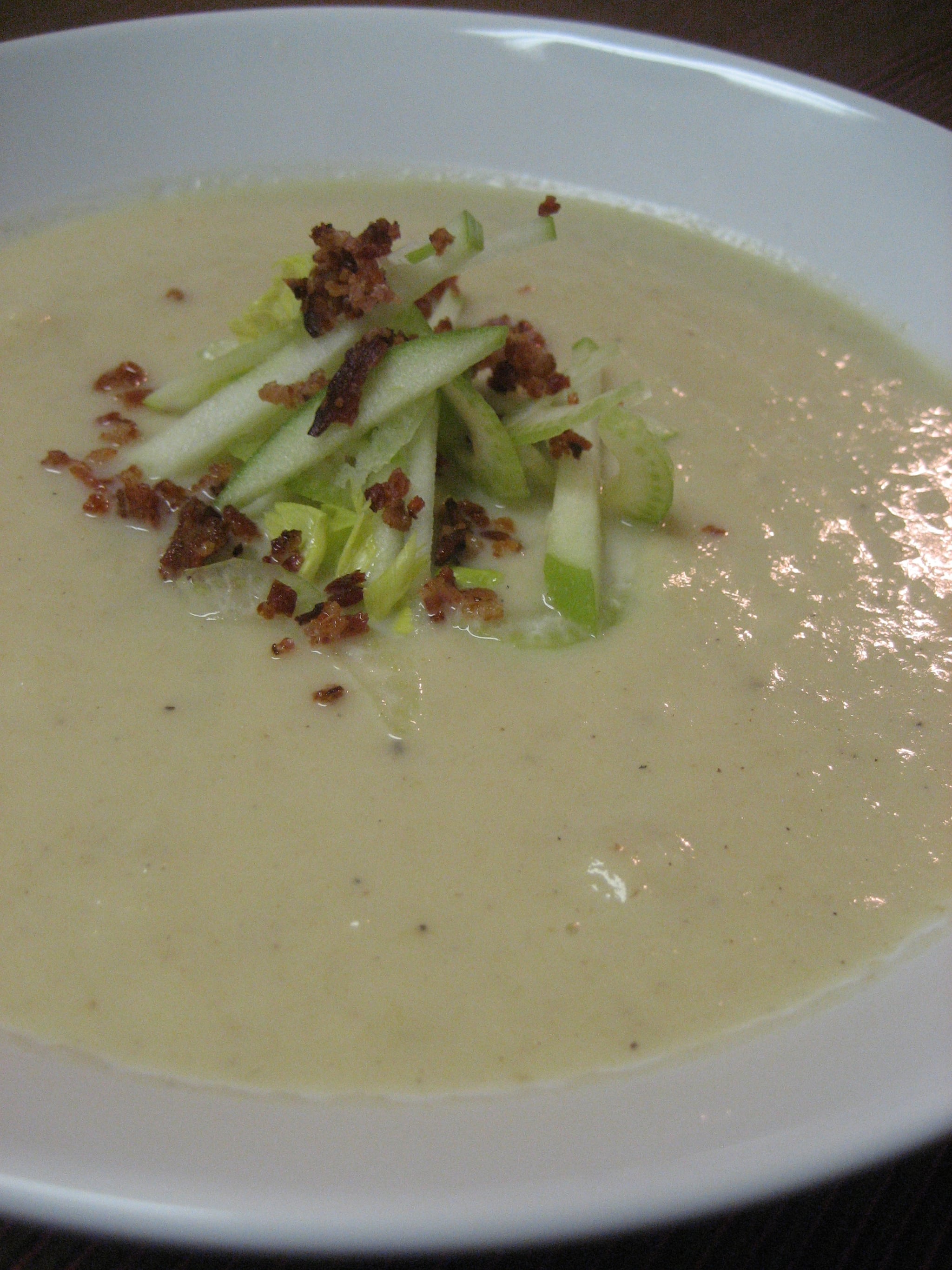 Celery Root Soup With Bacon and Apple