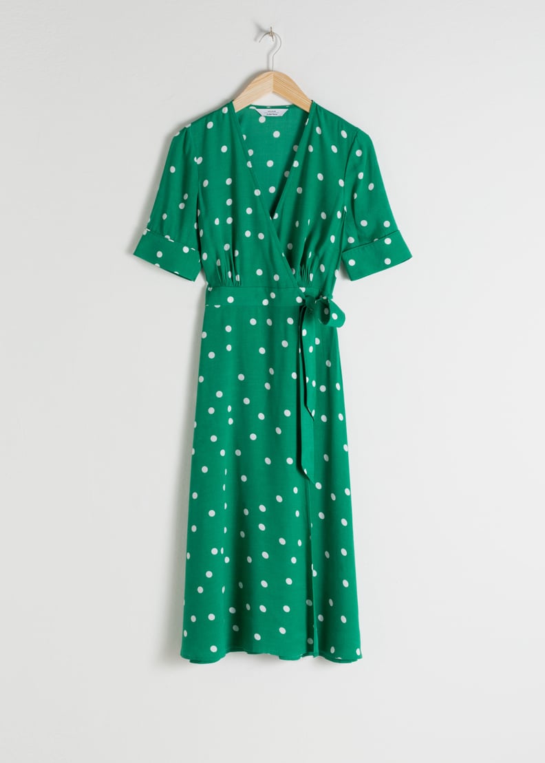 & Other Stories Polka Dot Midi Wrap Dress