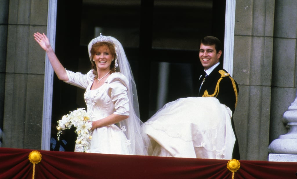 Sarah Ferguson
When Sarah was having her wedding dress made in 1986, she requested that an "A" for Andrew be embroidered into the train of her wedding dress, along with waves in tribute to her new husband's naval career.
