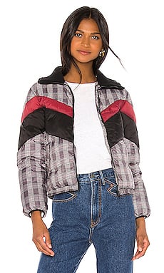 Central Park West Wesley Printed Puffer in Glen Plaid