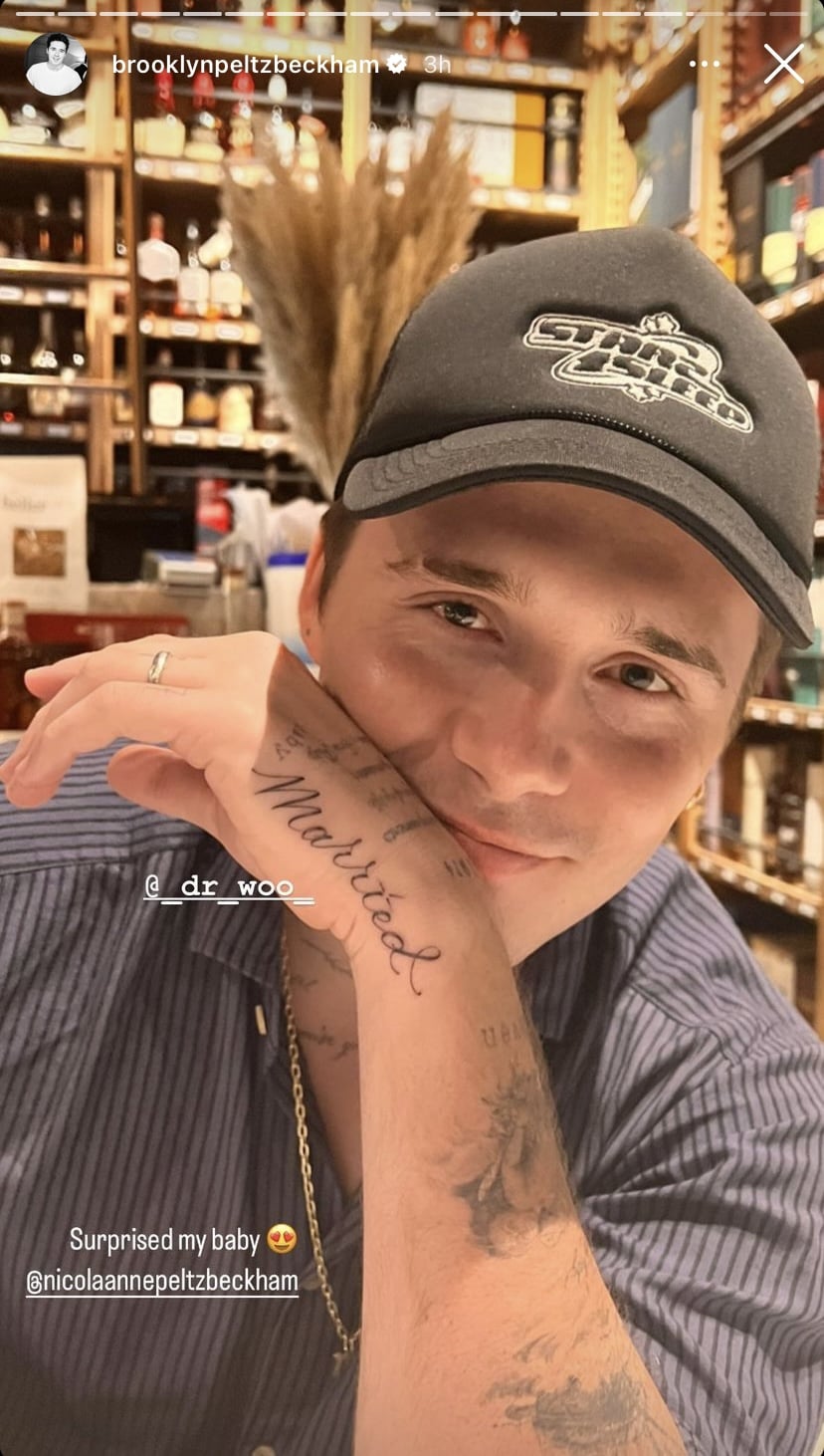 Brooklyn Beckham shows new married tattoo