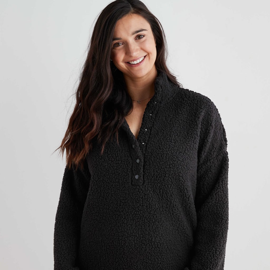 Aerie Cloud Sherpa Oversized Pullover in True Black I m a Self