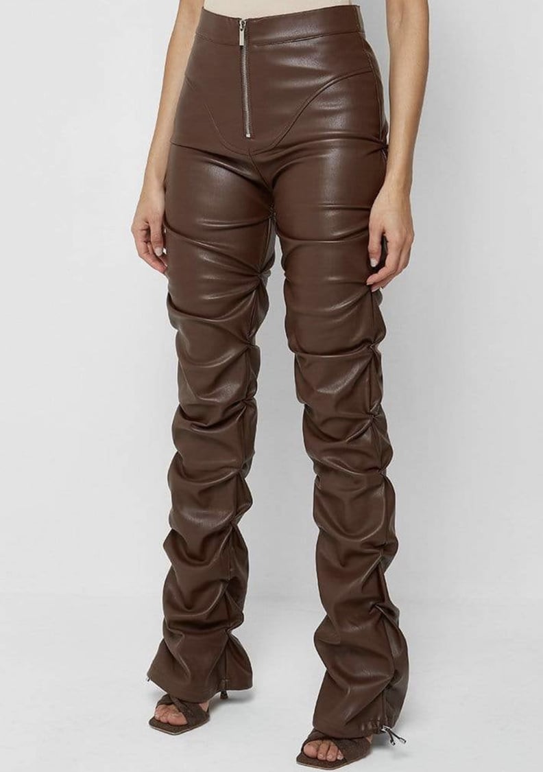 Manière de Voir Tacked Vegan Leather Flared Trousers