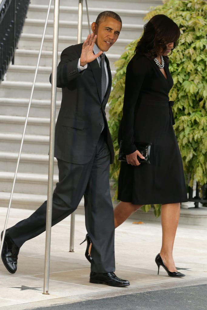 Michelle Obama Black Wrap Dress May 2016