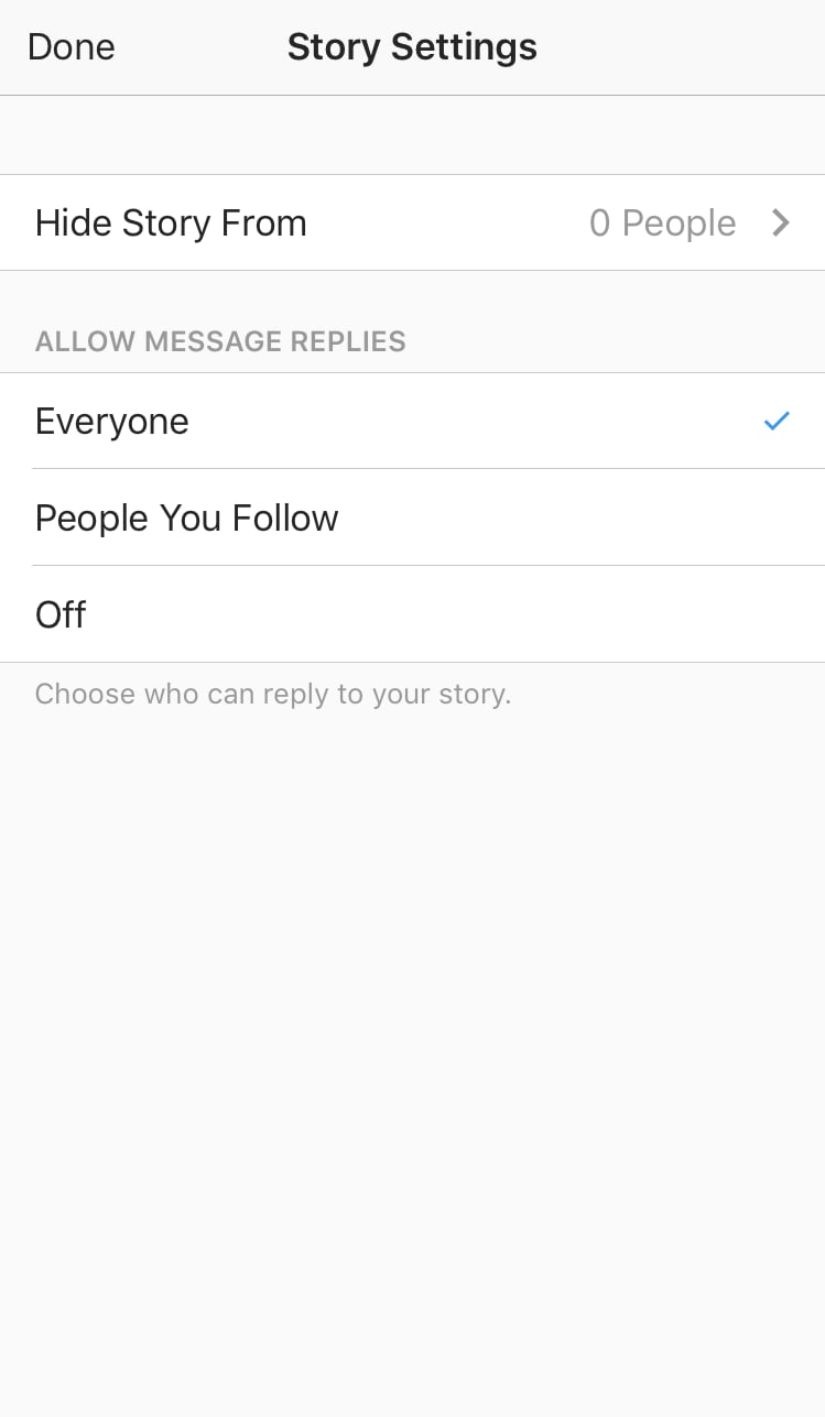 Adjust your Story settings.